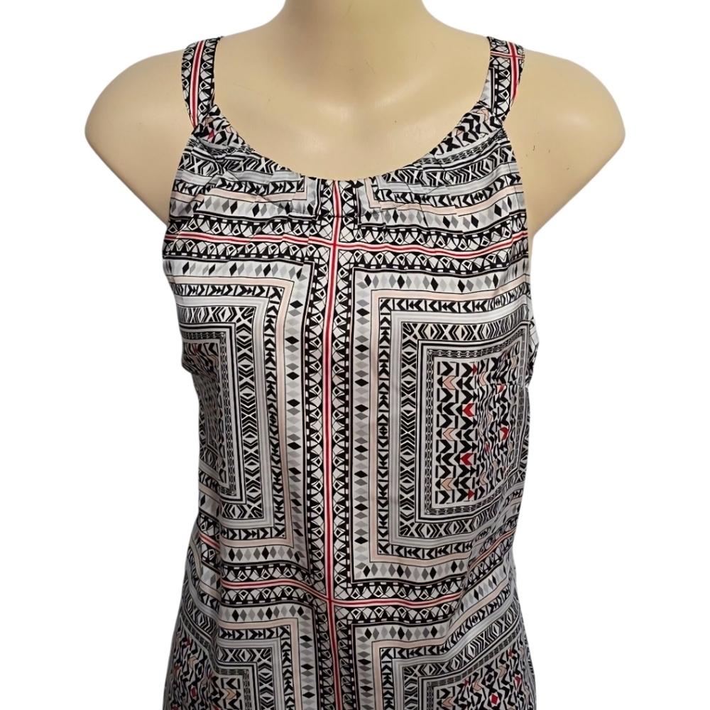 White House Black Market Geometric Black and White Sleeveless Blouse